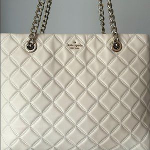 Kate Spade New York Natalia Smooth Quilted Leather Tote Bag in Parchment